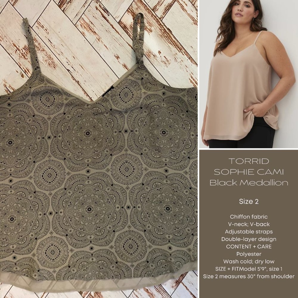 TORRID SOPHIE CAMI Black Medallion - 2X